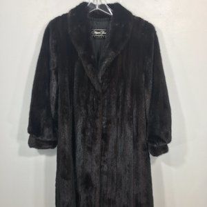 Classic Blackglama MINK fur coat dark brown black Women's Large jacket 523